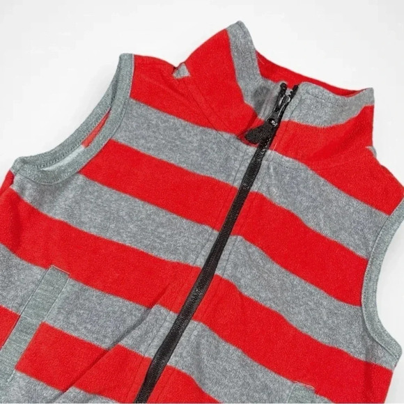 4/$20 Carter’s Red Striped  Fleece Vest - Picture 2 of 4